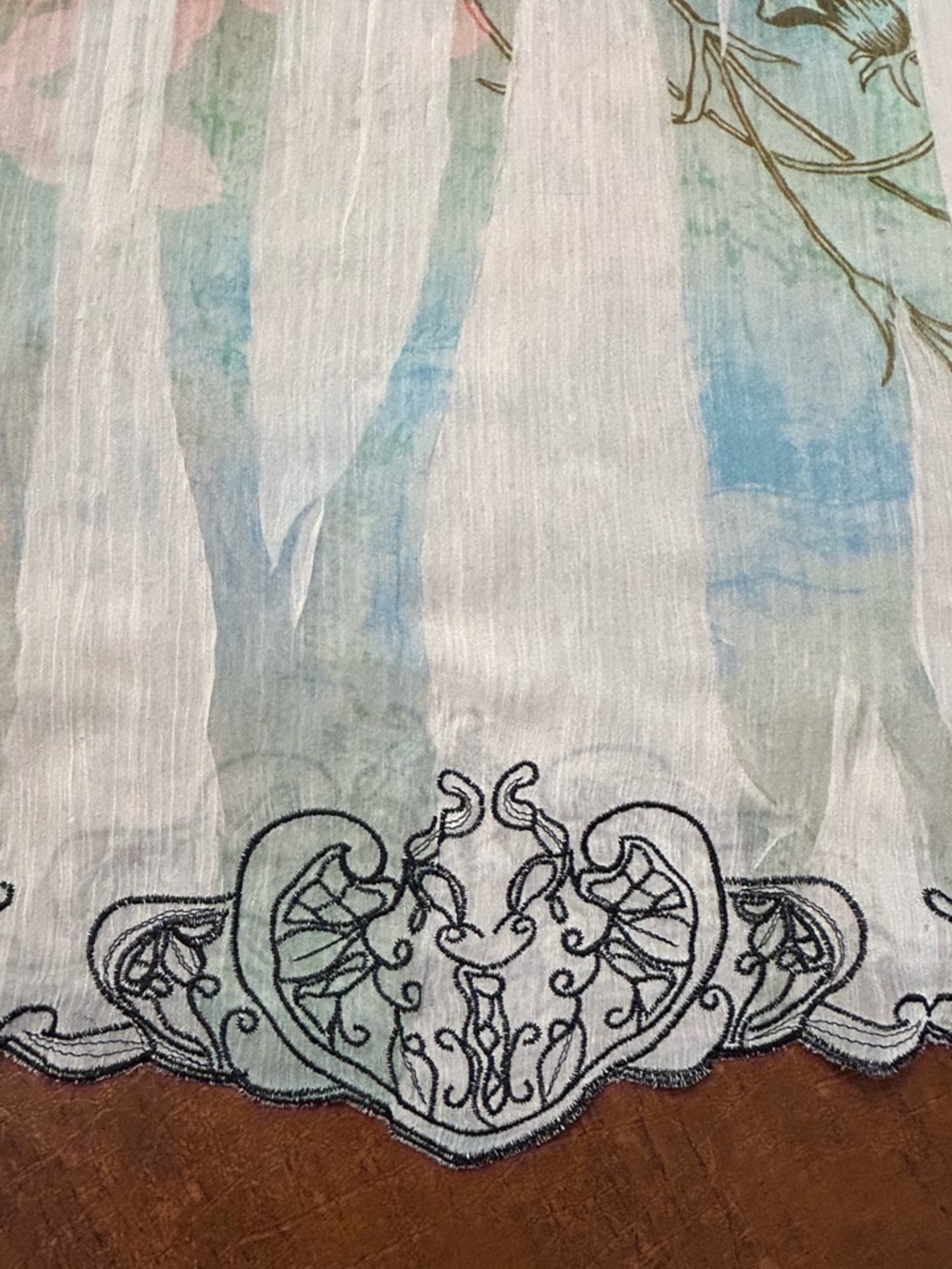 Mushka Sienna Rose Floral Watercolor V-Neck Tunic Top Pastel Blue/Green SZ L EUC - Picture 8 of 12